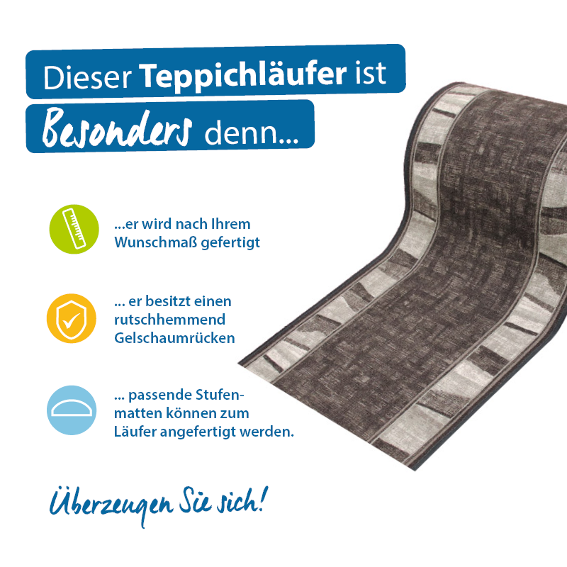 Teppichläufer Linea Meterware Feinschlingen modernes Design