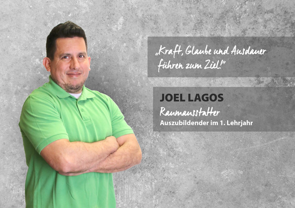 Portait Joel Lagos, Raumausstatter im erstem Lehrjahr.