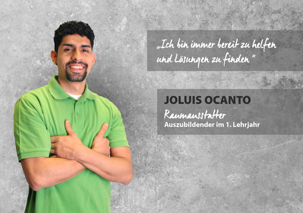 Portrait Jolui Ocanto, Raumausstatter im erstem Lehrjahr.