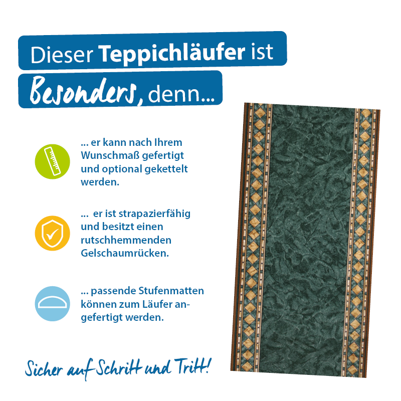 Teppichläufer Cheops Meterware Feinschlingen klassisches Design